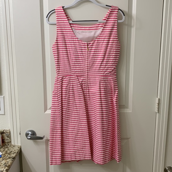KATE SPADE Pink White Sleeveless Dress with Bow - Picture 4 of 16